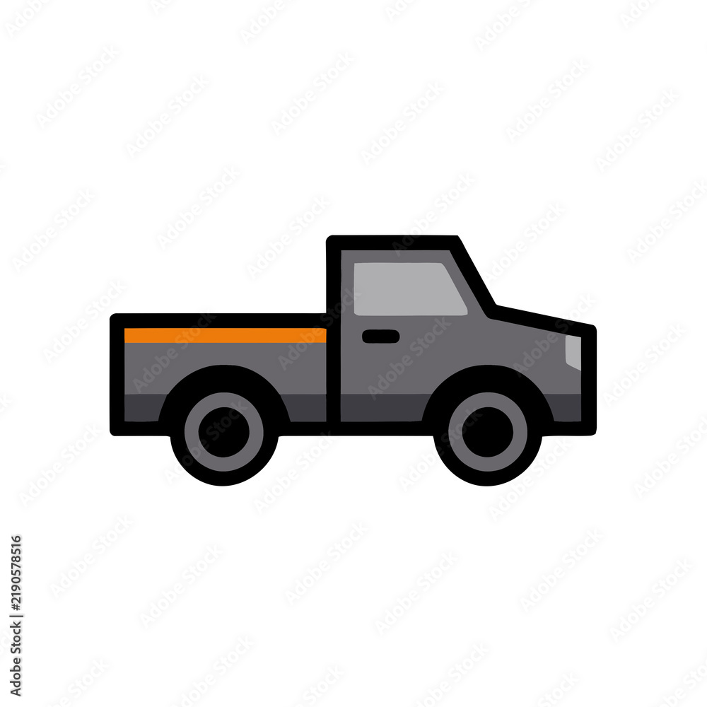 Fototapeta premium Gray pickup truck illustration with orange stripe