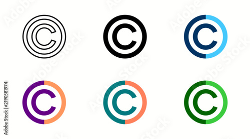 Bild auf Leinwand Copyright symbol icon set for legal intellectual property with copyright propert