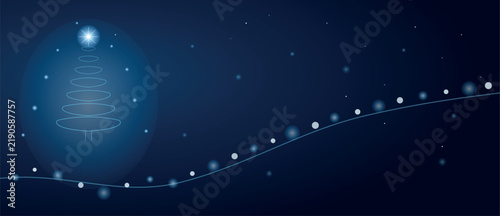 Beautiful Christmas Tree Outline With Starry Night Sky Background Design