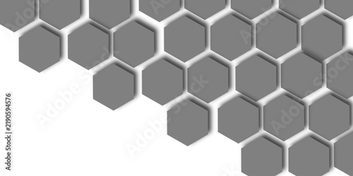 Abstract Gray Hexagon Honeycomb Pattern Background With 3D Geometric Tiles and Modern Minimal Design.