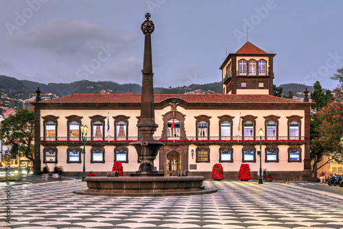 Funchal City Hall at sunset, Madeira Island, Portugal