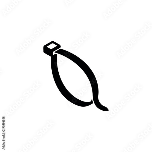Cable tie icon silhouette vector flat design on white background.
