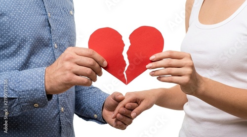 Obraz na płótnie Broken Heart Symbol Shared Between Two People.