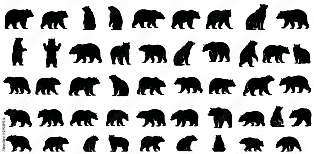 Obraz premium Bear Silhouette Vector Collection