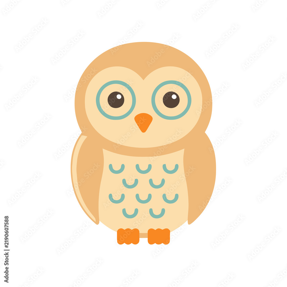 Fototapeta premium Simple cartoon owl with glasses