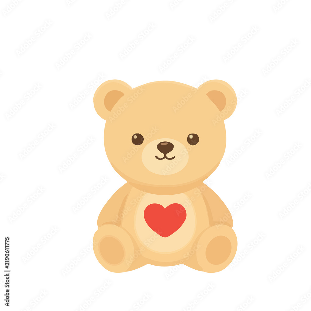 Fototapeta premium Cute teddy bear with red heart