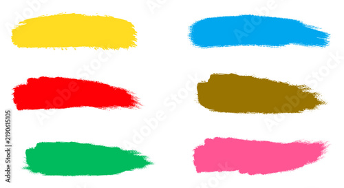 Colorful paint brush stroke set, vibrant ink smear texture collection