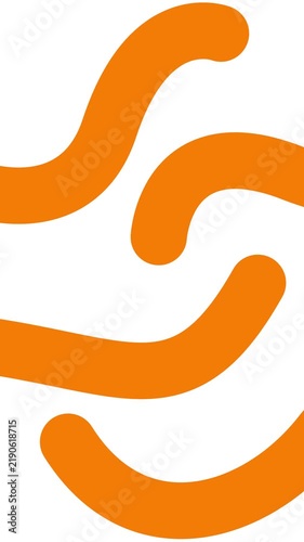 Animated orange decorative wavy lines is drawn. Linear vertical background.  Looped video. Vector illustration isolated on white background.
