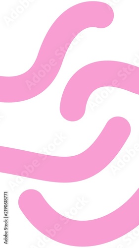 Animated pink decorative wavy lines is drawn. Linear vertical background.  Looped video. Vector illustration isolated on white background.