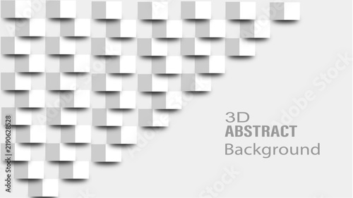 Modern 3D abstract white geometric square tile background vector