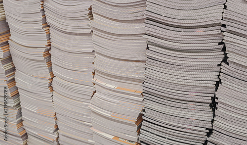 Bild auf Leinwand Pile of school notebooks on shelf
