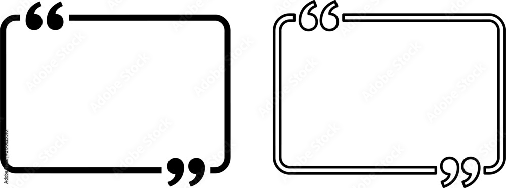 Obraz premium Set of two rectangular quote bubble frames with quotation marks for text design and social media posts