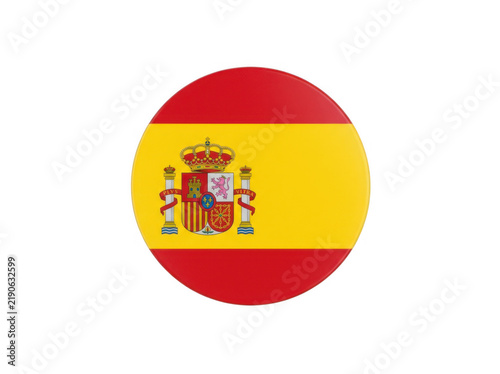 Round spanish flag button isolated on transparent background