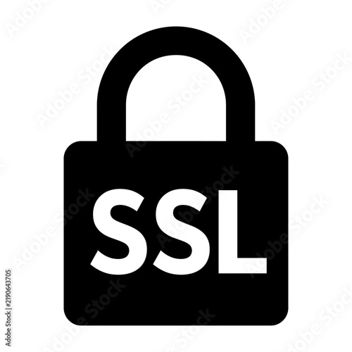 Secure SSL padlock icon with white text for digital security and encryption-related graphics.