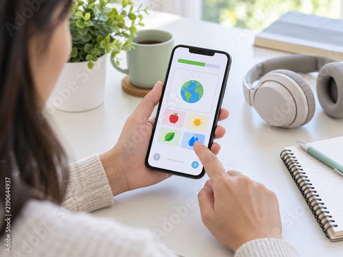 Plakat Learner using generic language learning app