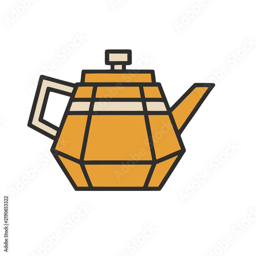 Canvas Print Stylized orange teapot illustration