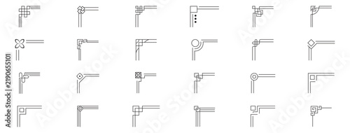 Chinese frame decorative corner icon set isolated with transparent backgrounds design for your text or image, borders divider, labels, certificate completion template elements, photo framed minimalist