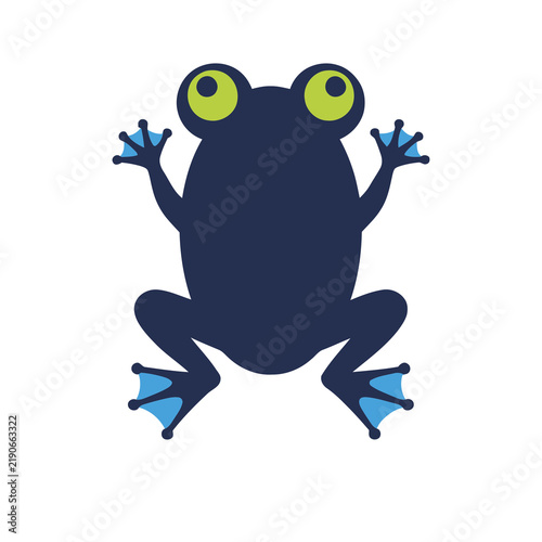 Fotografie Cartoon frog with big eyes and webbed feet