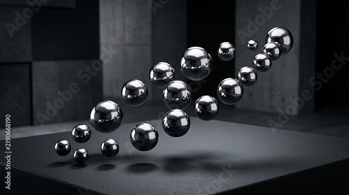 Dynamic Motion of Floating Metallic Spheres in a Dark Minimalist Space