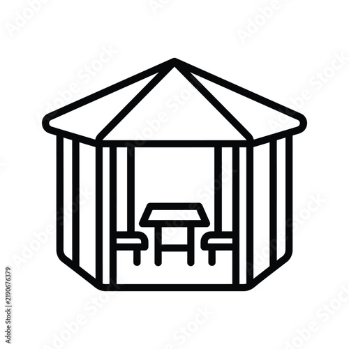 Garden gazebo pavilion icon for outdoor landscape architecture.