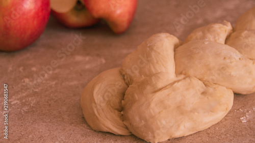 Fotografie Celebration of Rosh Hashanah with traditional food items