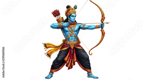 Lord rama with bow and arrow isolated on transparent background