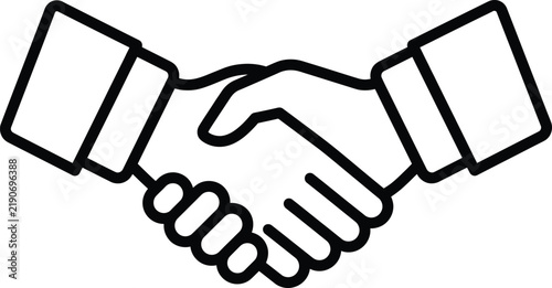 Handshake icon, business agreement symbol, partnership and cooperation sign, vector illustration
