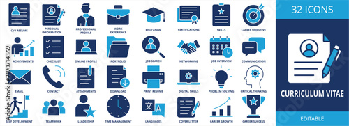 Curriculum Vitae web banner icon set multi style vector illustrations concept with icon  CV, resume,template, CV template, job application, job seeker, career