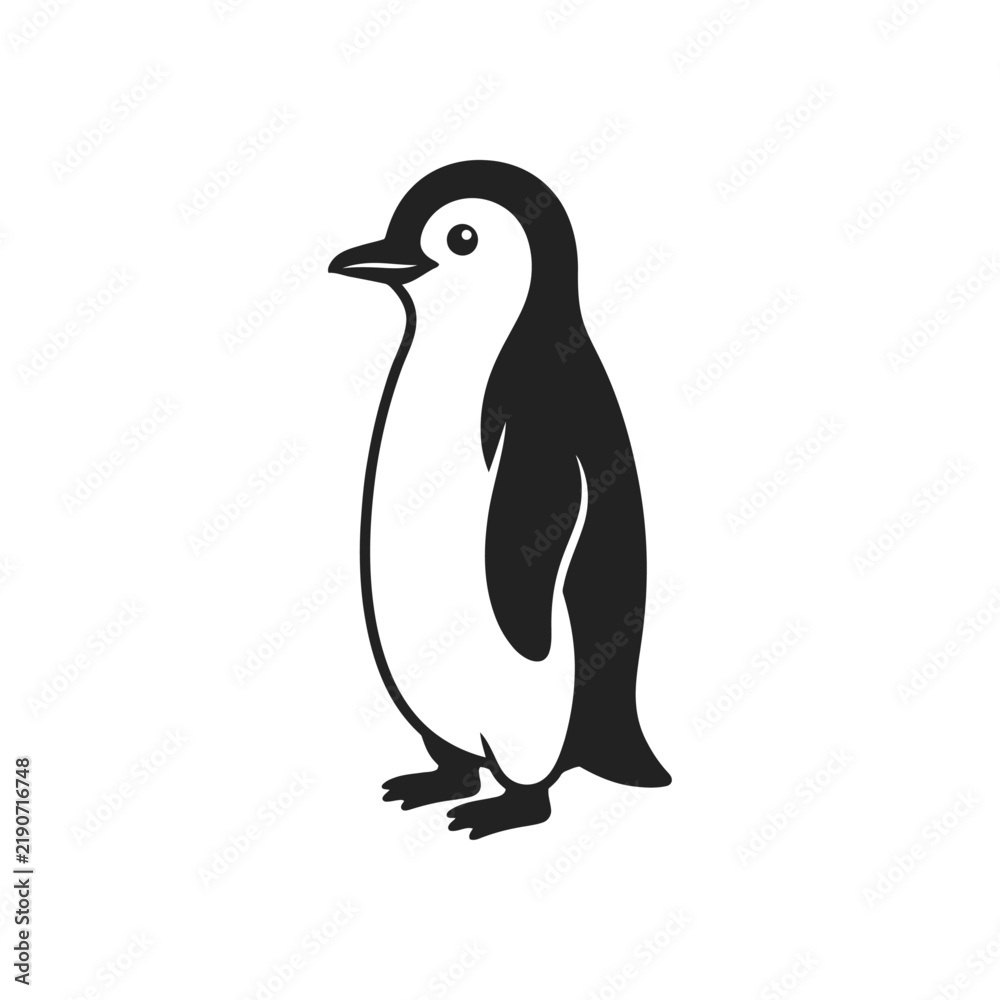 Obraz premium Minimalist Penguin Outline Vector