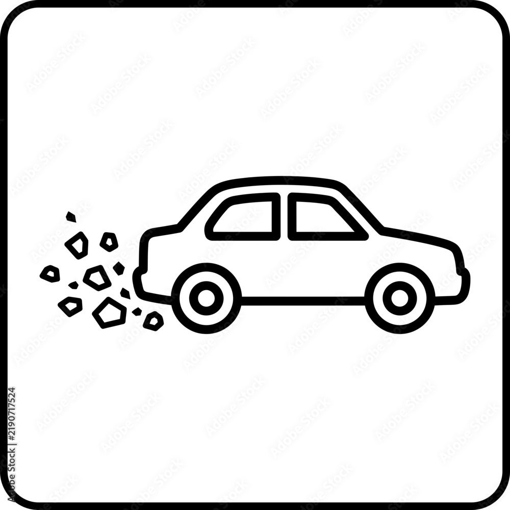Obraz premium Loose gravel road sign icon