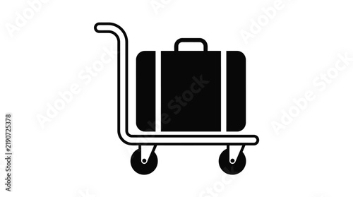 Luggage cart with suitcase is depicted as a black silhouette