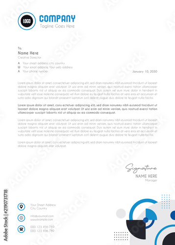 Modern Corporate Geometric Business Letterhead Template With Minimal Circle Elements Professional A4 Stationery Design Clean Branding Identity Layout For Company Office Documentation
