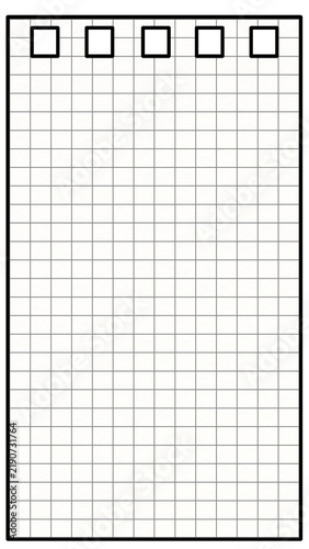 Blank craft paper spiral notebook with flat style paper with lined Grid. Illustration of white notebook sheet texture for school, office stationery  concept, and educational.
