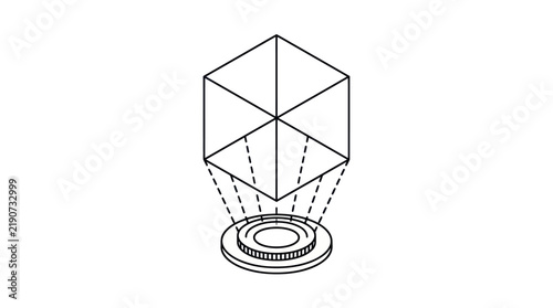 Futuristic HUD Hologram Cube Vector Illustration