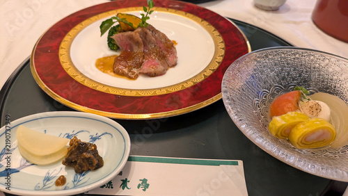 Bild auf Leinwand Japanese Beef Tongue Set Meal with Appetizers in Sendai