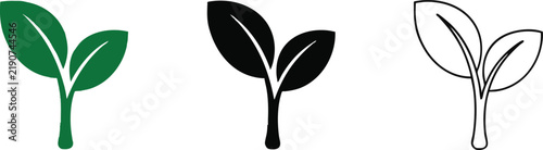 Green sprout leaf plant icons set for growth ecology and nature logo design isolated on white background vector illustration