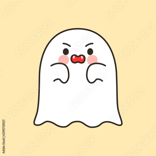 Cute angry ghost Halloween cartoon
