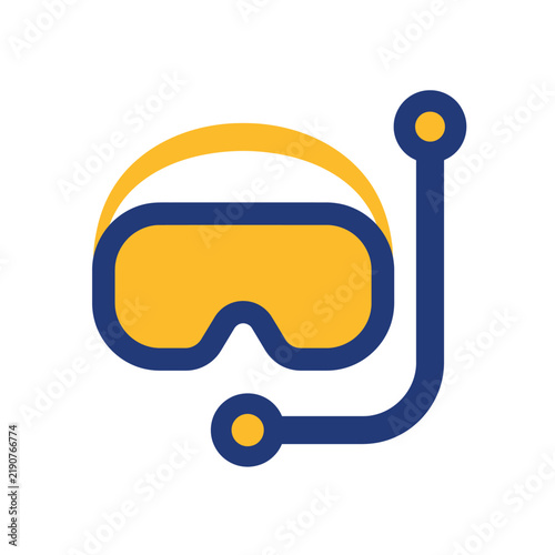 Modern Flat Design Snorkel Mask and Snorkel Icon for Underwater Activities