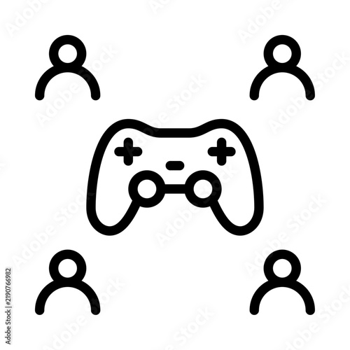 Party game outline icon. multiplayer line illustration.
