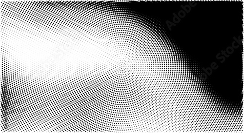 Abstract halftone background with radial dot pattern, black and white circular gradient texture, modern pop art style design element