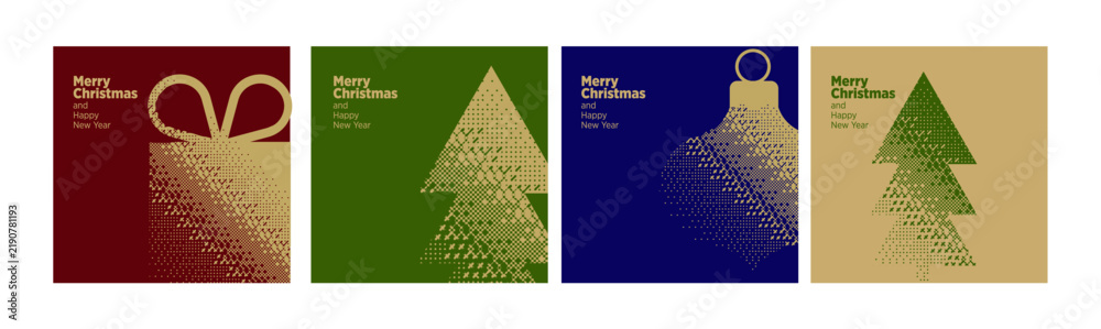 Obraz premium Merry Christmas and Happy New Year. Vector illustrations for holiday greeting card, website and social media banner, marketing material.