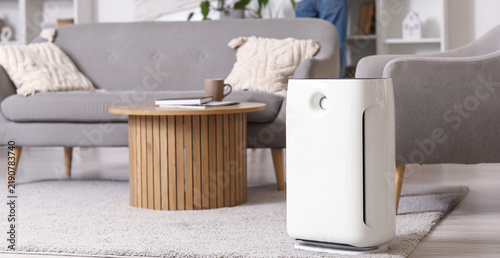 Cuadro en lienzo Air purification and healthy home environment, modern air purifier in a living r