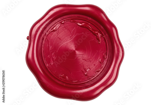 Red wax seal for letters and documents isolated on transparent background