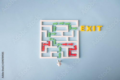 Принти на полотні Finding the exit from a maze, problem solving and choosing the correct path