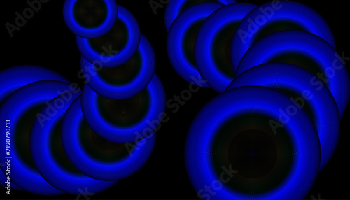 Abstract Blue Swirling Vortex Design With Glowing Circular Patterns
