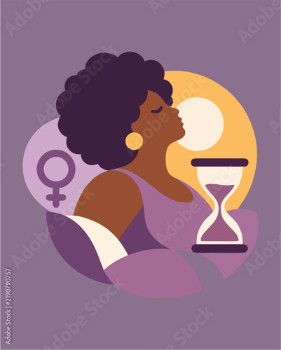 Bild auf Leinwand Woman Representing Menopause, Female Aging and Passage of Time, Health Vector Il