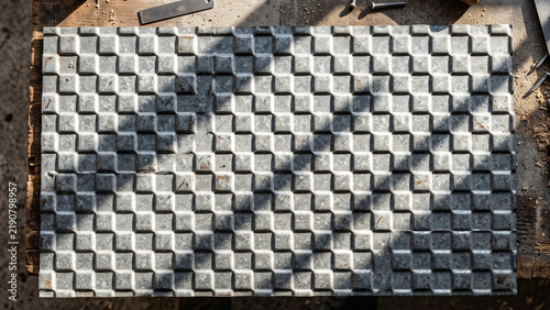 Obraz na płótnie Embossed galvanized steel sheet texture