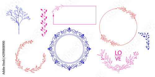 Obraz na plátně flower frame, circular floral frame, round boarder, elegant design element, flor
