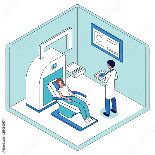 Doctor operating medical imaging scanner for patient diagnosis with mri scanner
