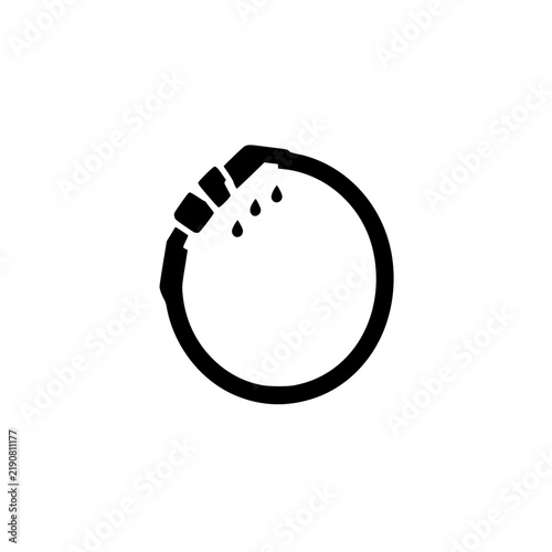 Black circle icon with broken segment and drip marks